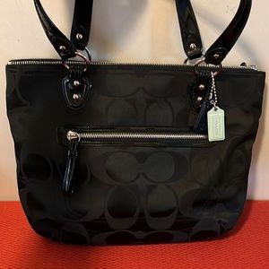 Coach Tote/Shoulder Bag - Fabric/Patent Leather